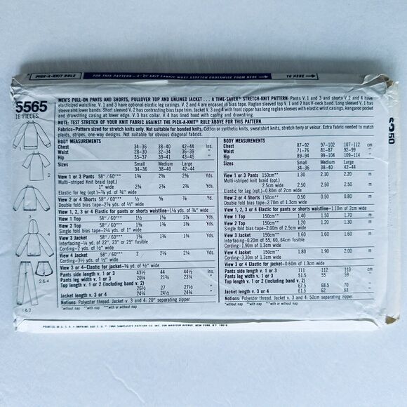 Vtg Simplicity Sewing Pattern 5565 Mens Tennis PickleBall Clothes Size M 38-40 - Picture 2 of 2